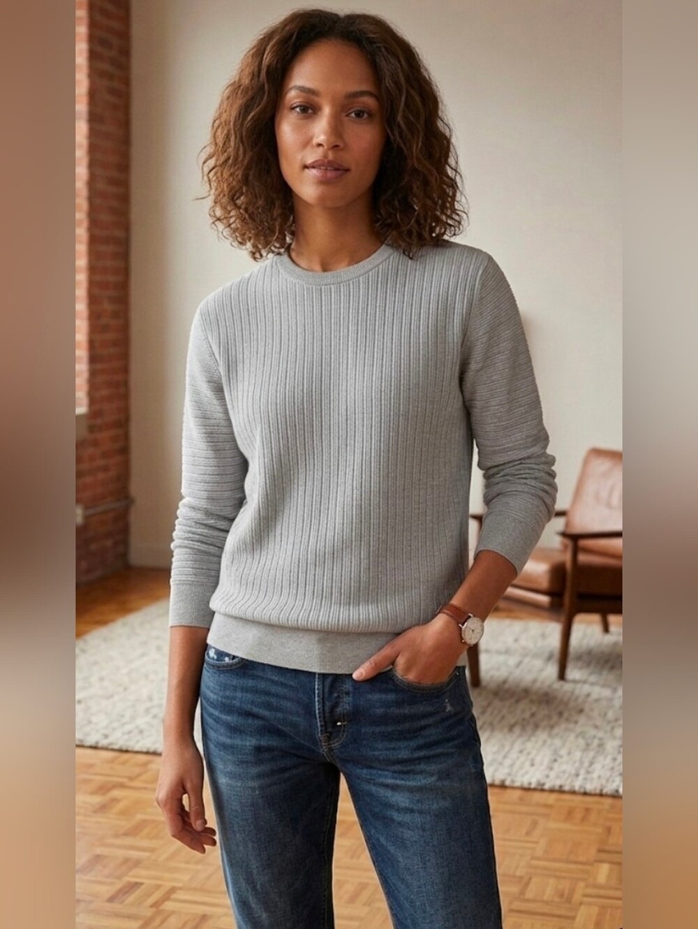 Club Monaco Ottoman Textured Light Gray Cotton Sweatshirt. 21ptp ($160)
